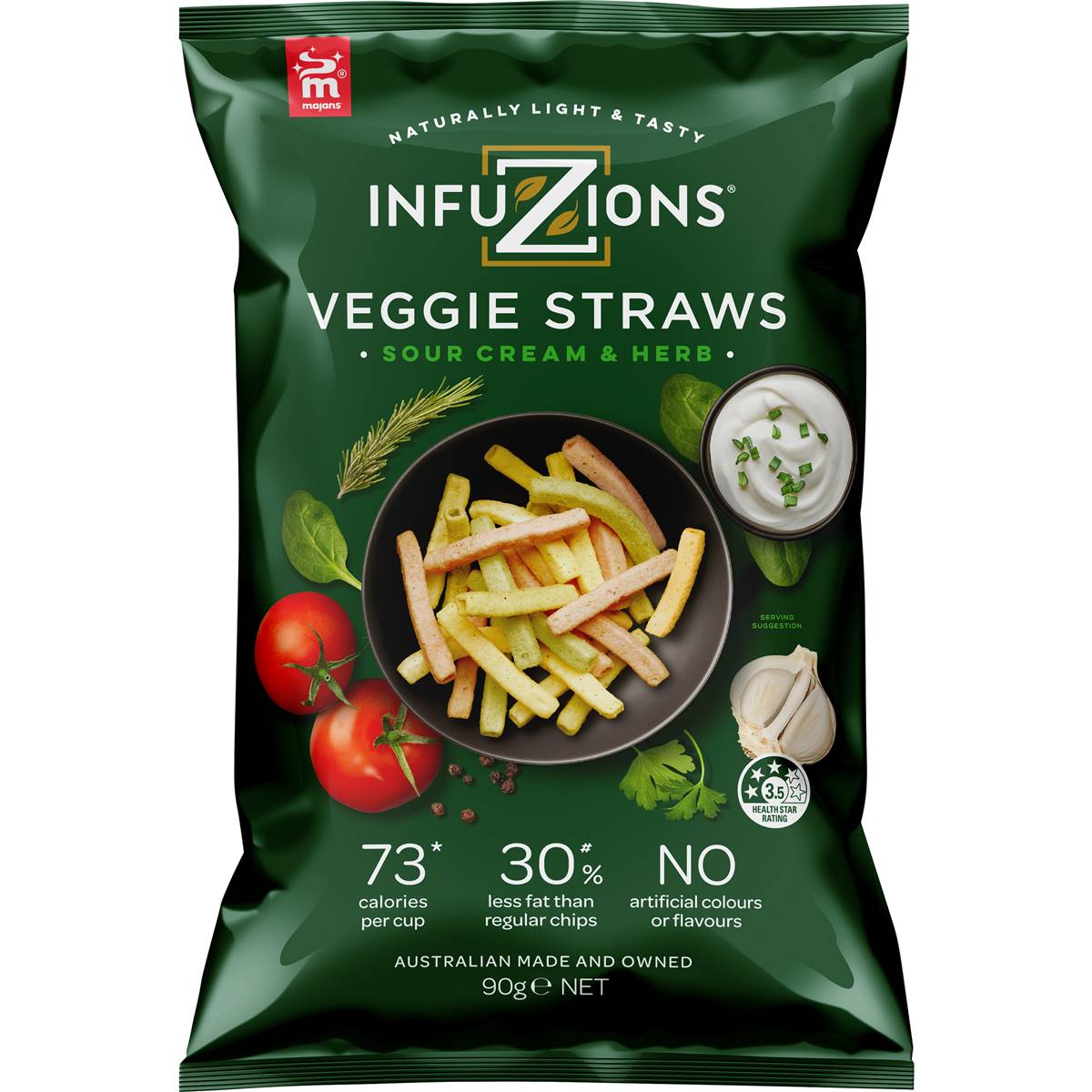Infuzions Veggie Straws Sour Cream Herb 90g Woolworths
