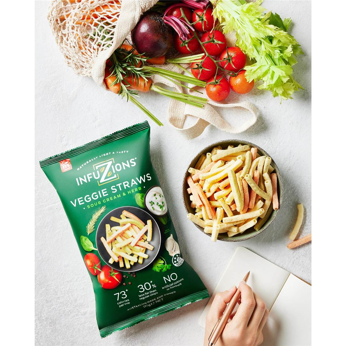 Infuzions Veggie Straws Sour Cream & Herb 90g Woolworths