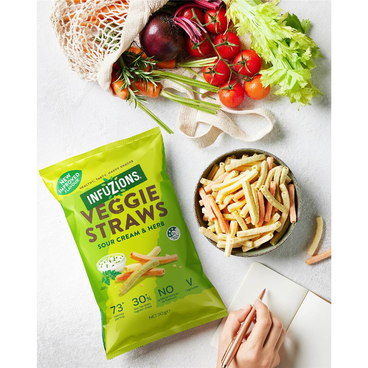 Infuzions Veggie Straws Sour Cream & Herb 90g Woolworths