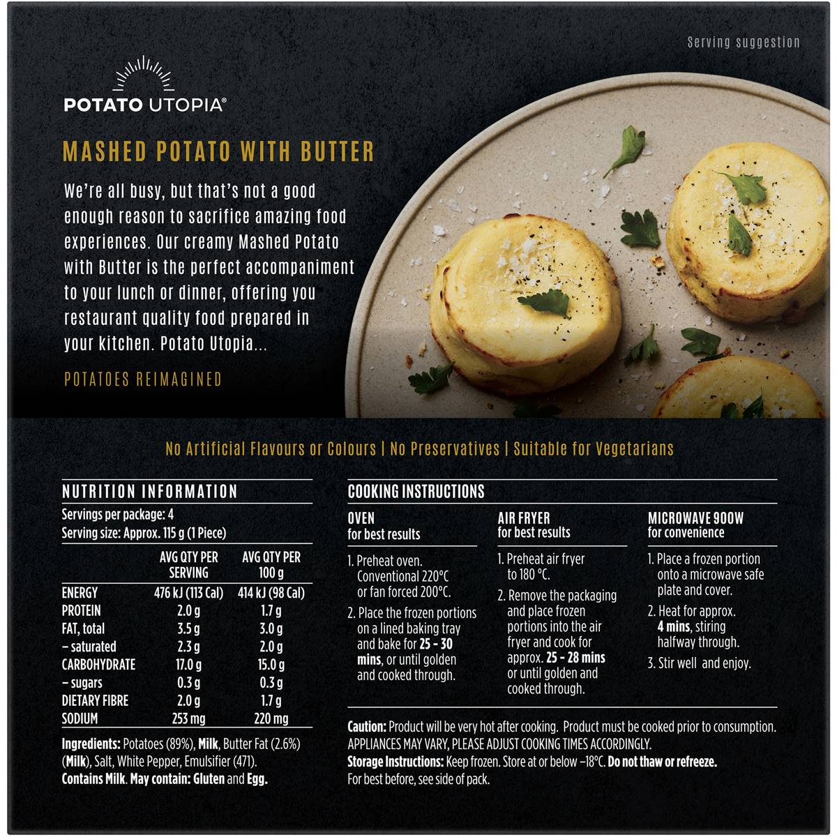 Potato Utopia Mashed Potato With Butter 460g Woolworths