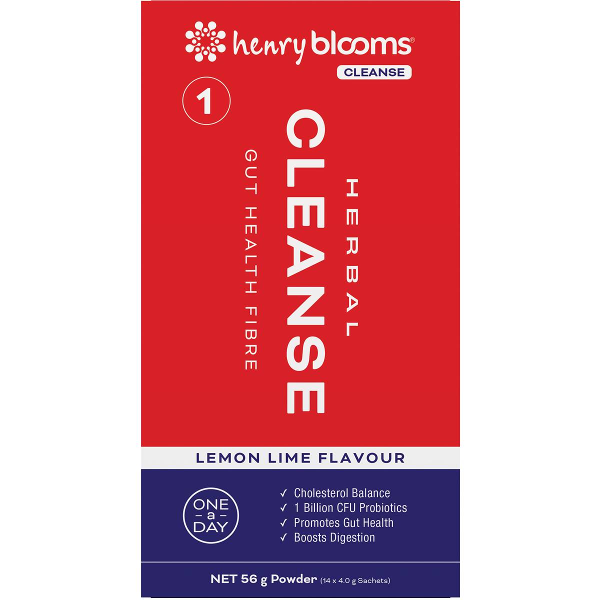 Henry Blooms Herbal Gut Health Fibre Cleanse Lemon Lime Flavour