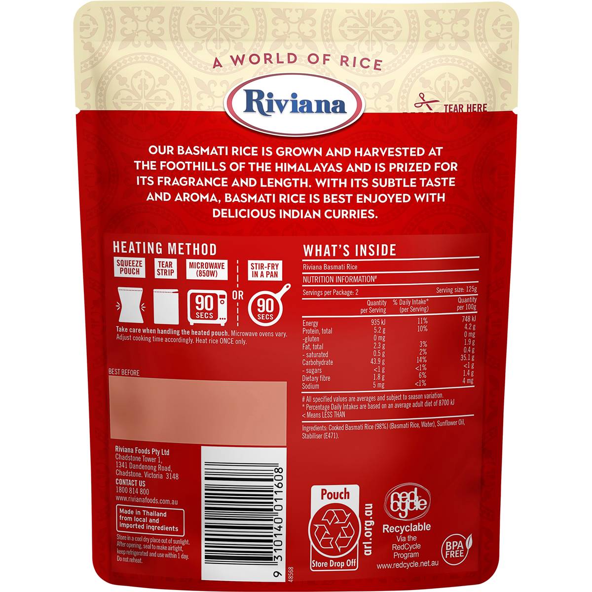 Riviana Microwave Basmati Pouch 250g Woolworths