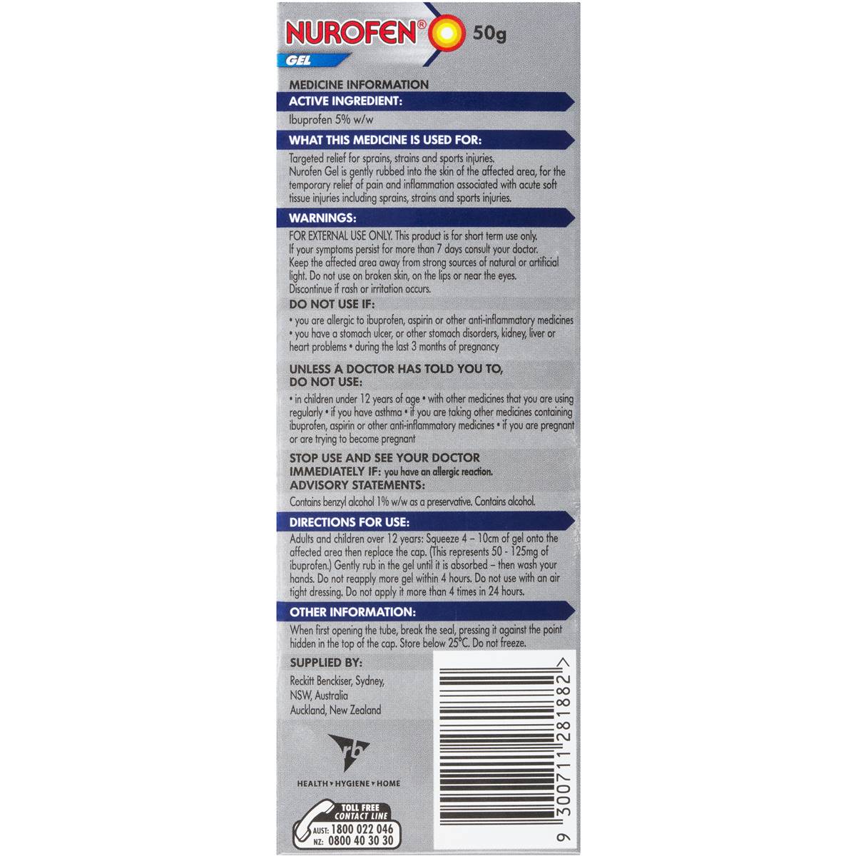 Nurofen Gels 50g Woolworths