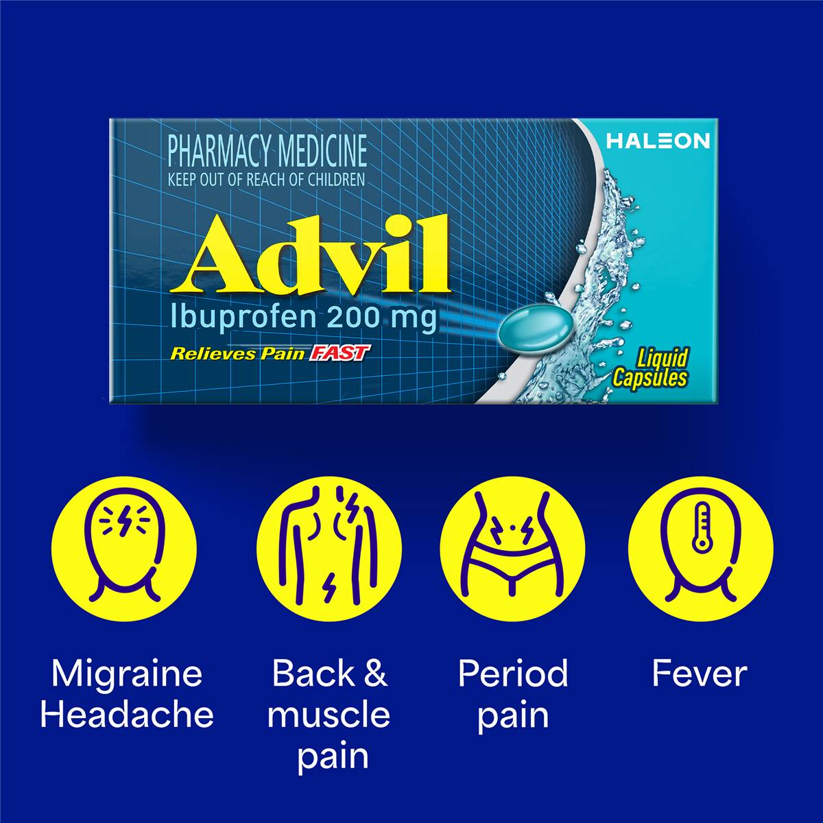 Advil Liquid Capsules Ibuprofen Pain & Fever Relief 10 Pack Woolworths