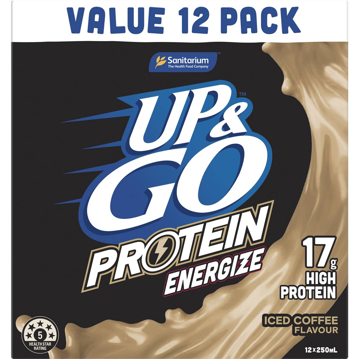 Up&go Protein Energize Iced Coffee Flavour Breakfast Drink 250ml X12