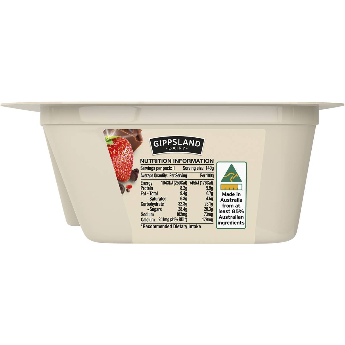 Gippsland Dairy Chocolate Dipped Strawberry Yoghurt 140g Woolworths