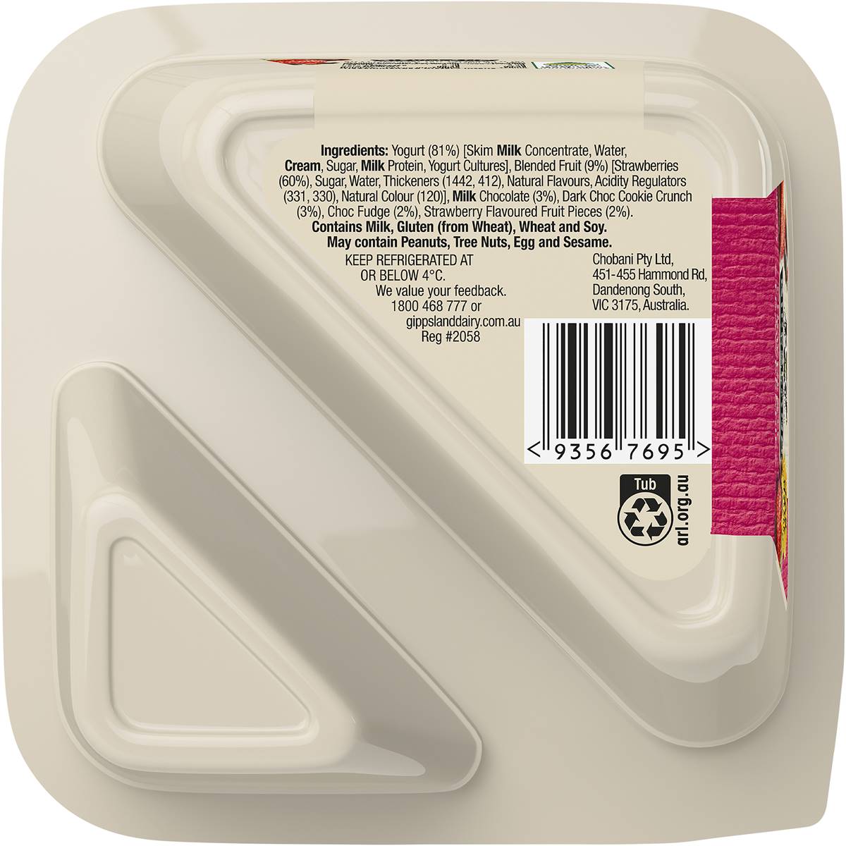 Gippsland Dairy Chocolate Dipped Strawberry Yoghurt 140g Woolworths