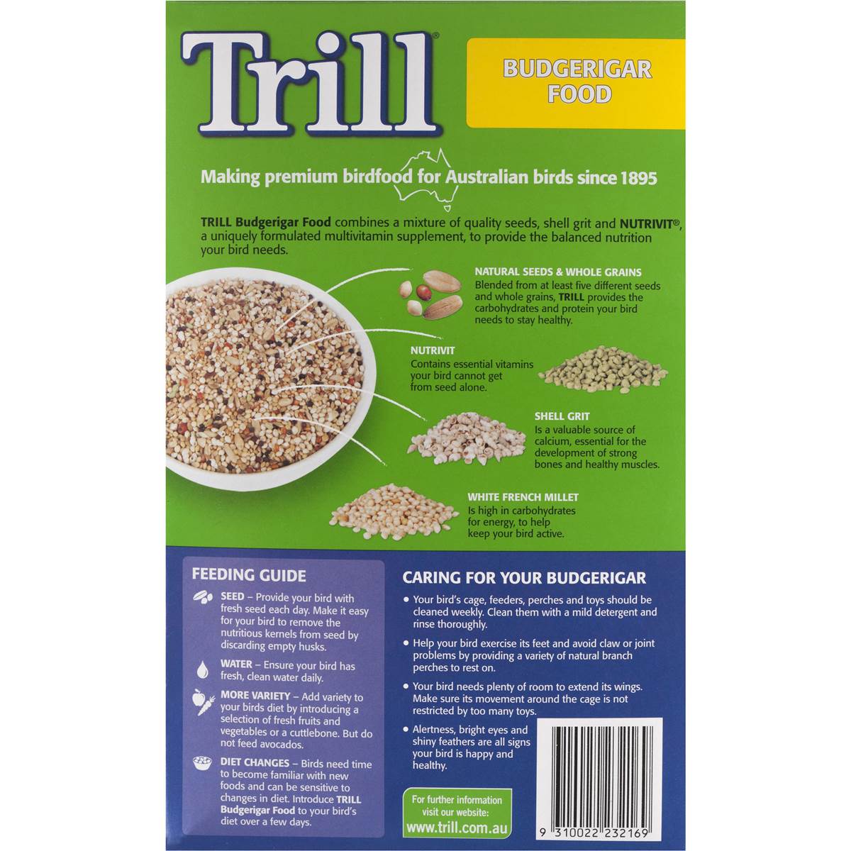 Trill Bird Food Budgerigar 2kg Woolworths