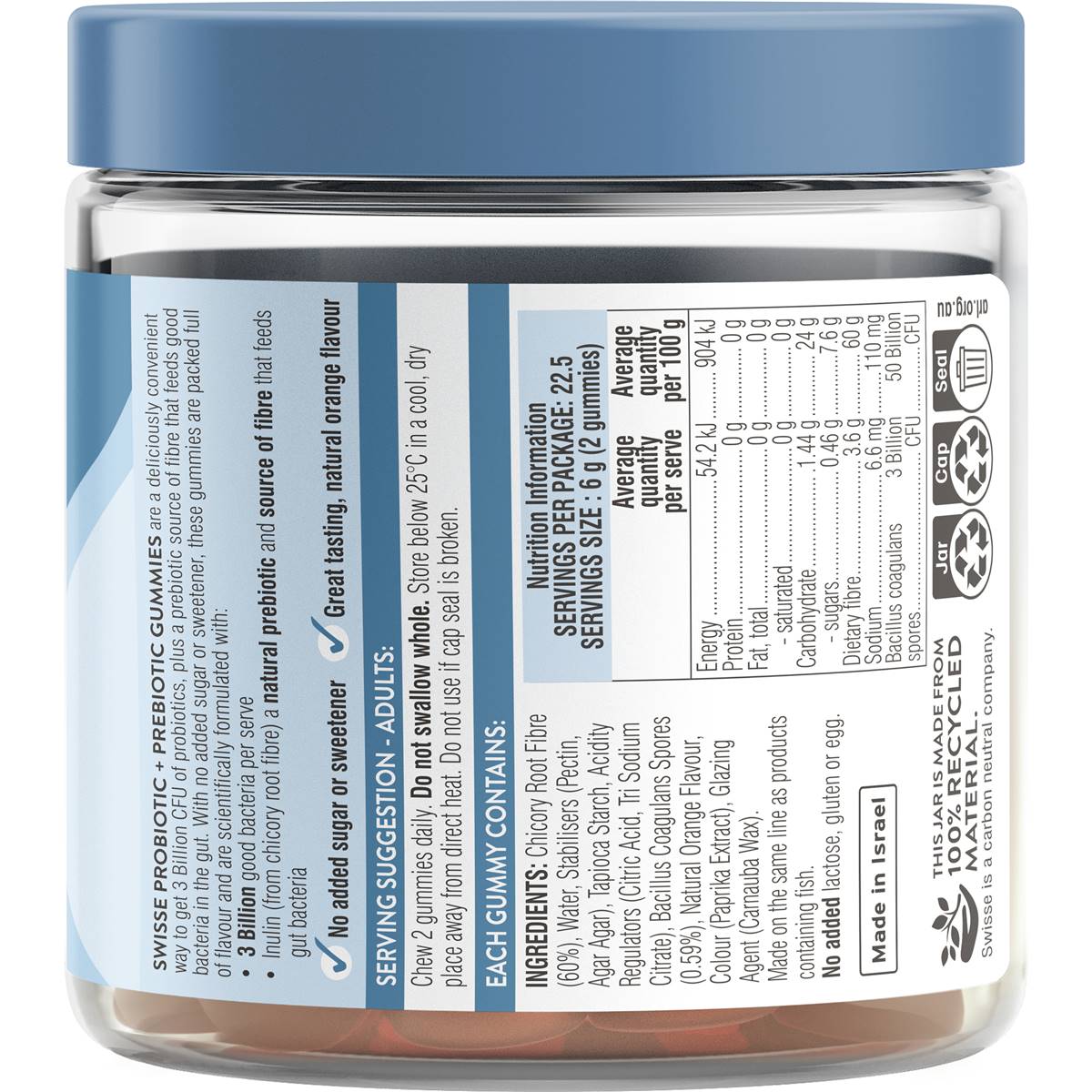 Swisse Probiotic + Prebiotic Gummies For Gut Health 45 Pack Woolworths