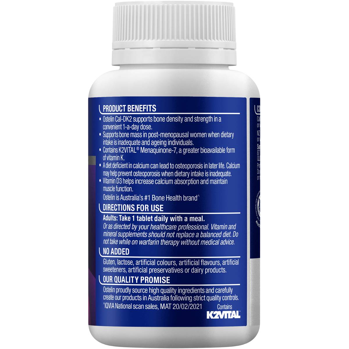 Ostelin Caldk2 Calcium + Vitamin D Tablets D3 For Bone Health 60 Pack