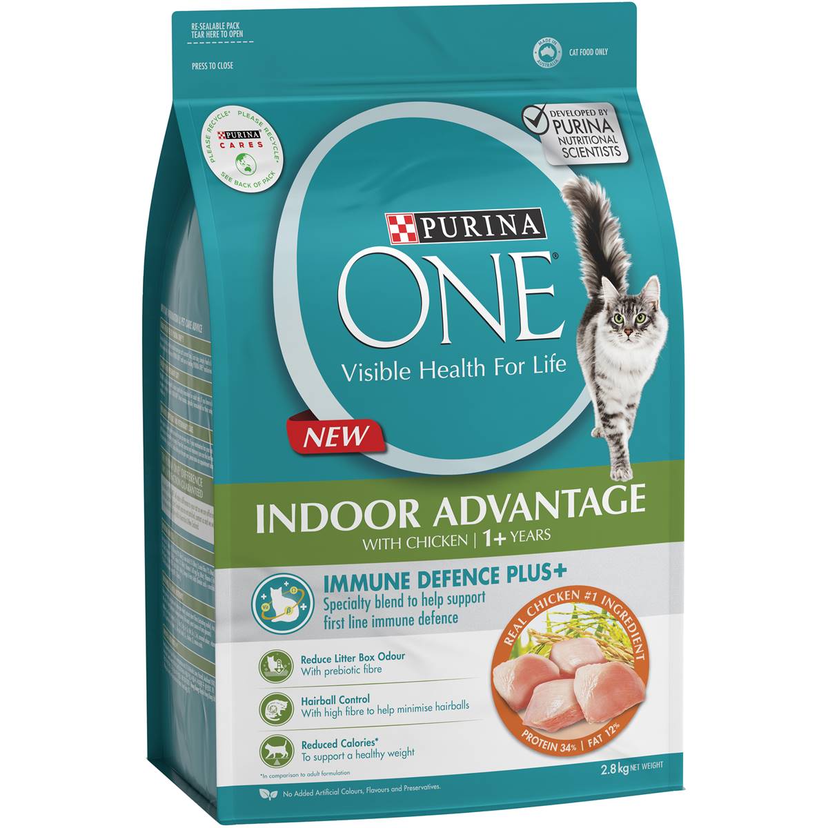 Purina One Cat Food Indoor Advantage Immune Defence 1+ Years 2.8kg ...