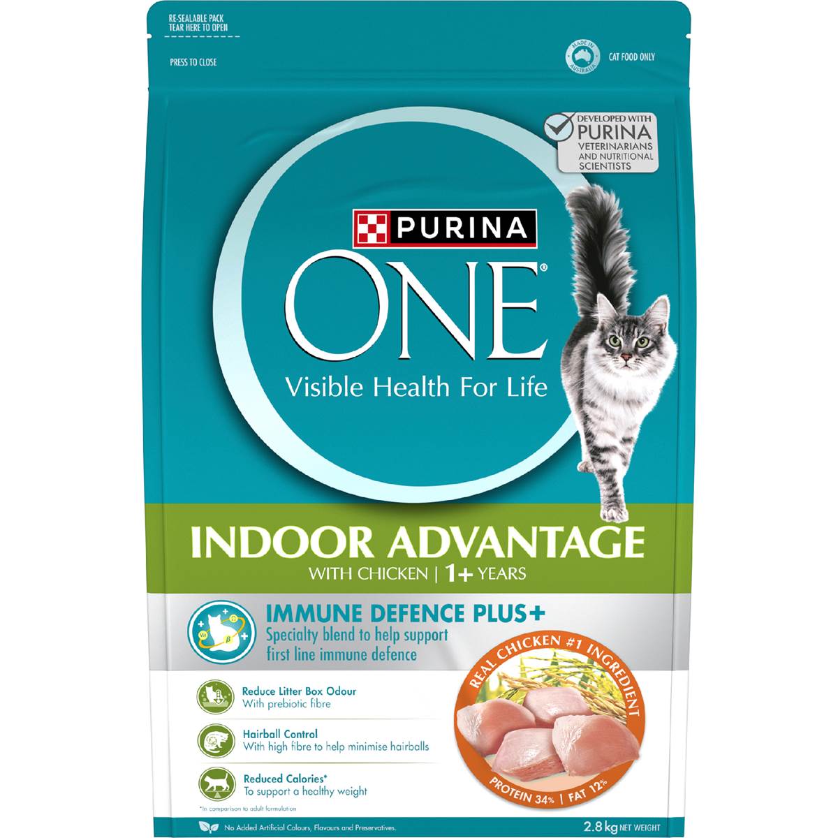 Purina One Cat Food Indoor Advantage Immune Defence 1+ Years 2.8kg