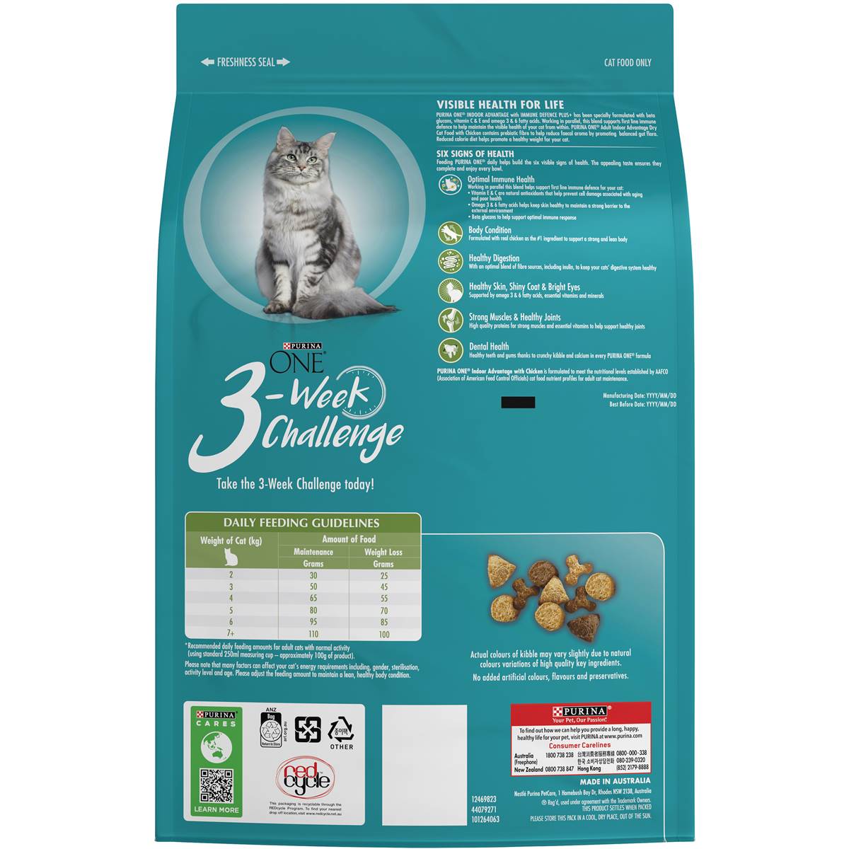 Purina One Cat Food Indoor Advantage Immune Defence 1+ Years 2.8kg ...