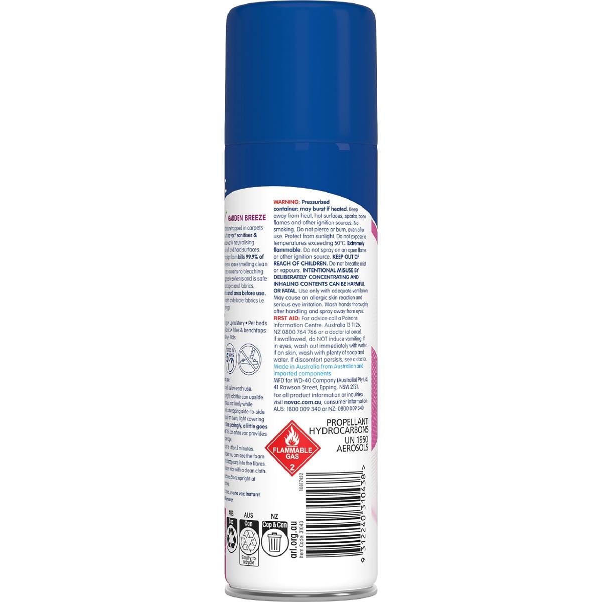 No Vac Sanitiser & Deodoriser Carpet Garden Breeze 290g Woolworths