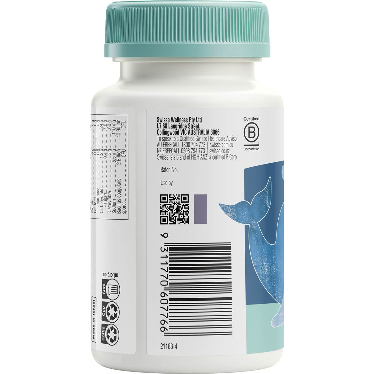 Swisse Kids Probiotic + Probiotic Gummies For Gut Health 45 Pack