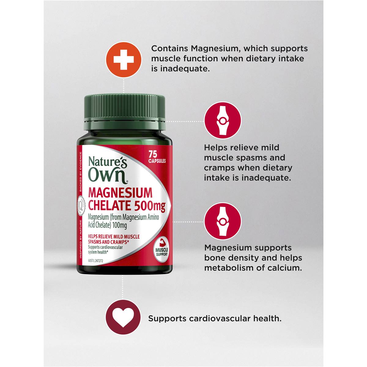 Nature's Own Magnesium Chelate 500mg Capsules 75 Pack Woolworths