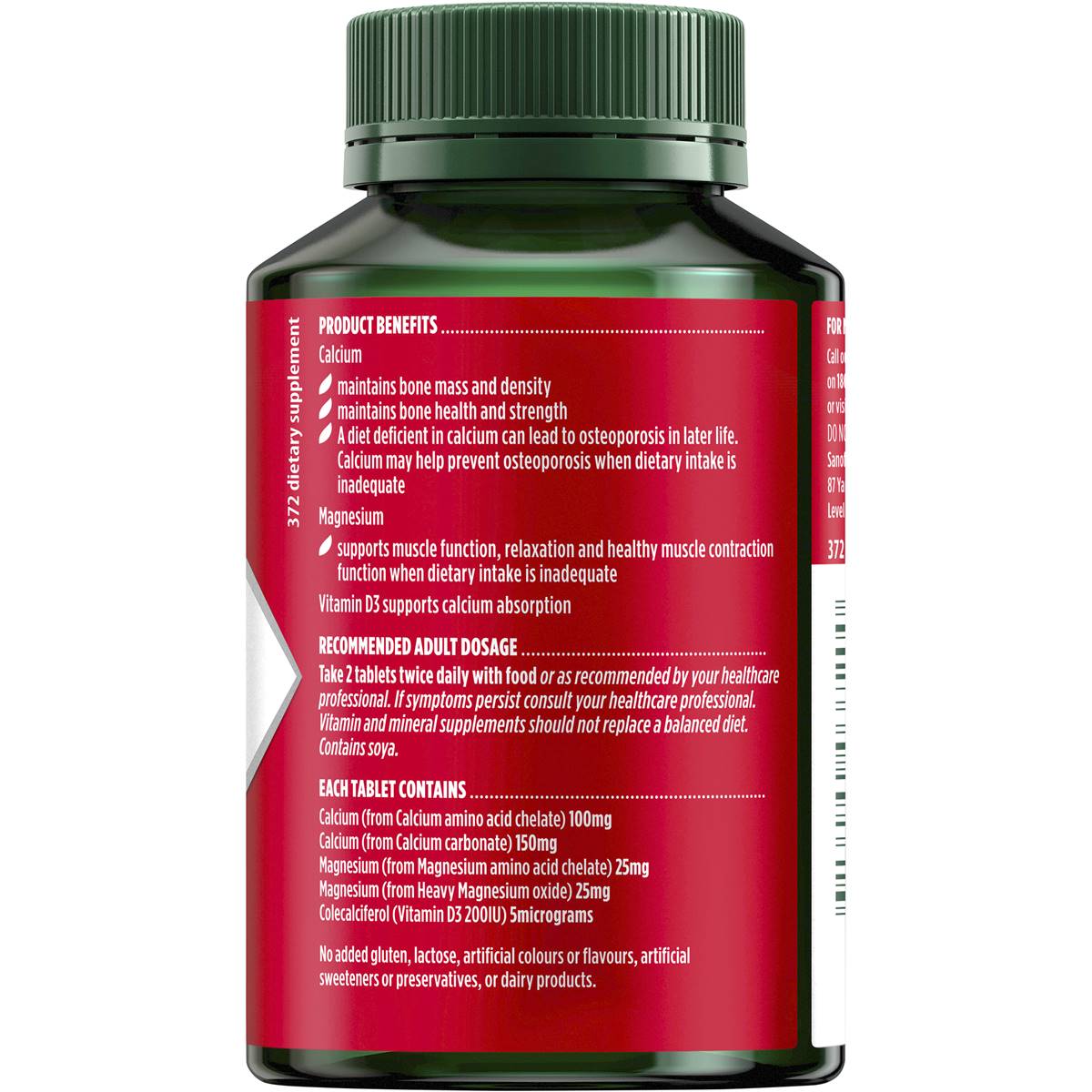 Nature's Own Calcium, Magnesium & Vitamin D Tablets For Bone Health 120