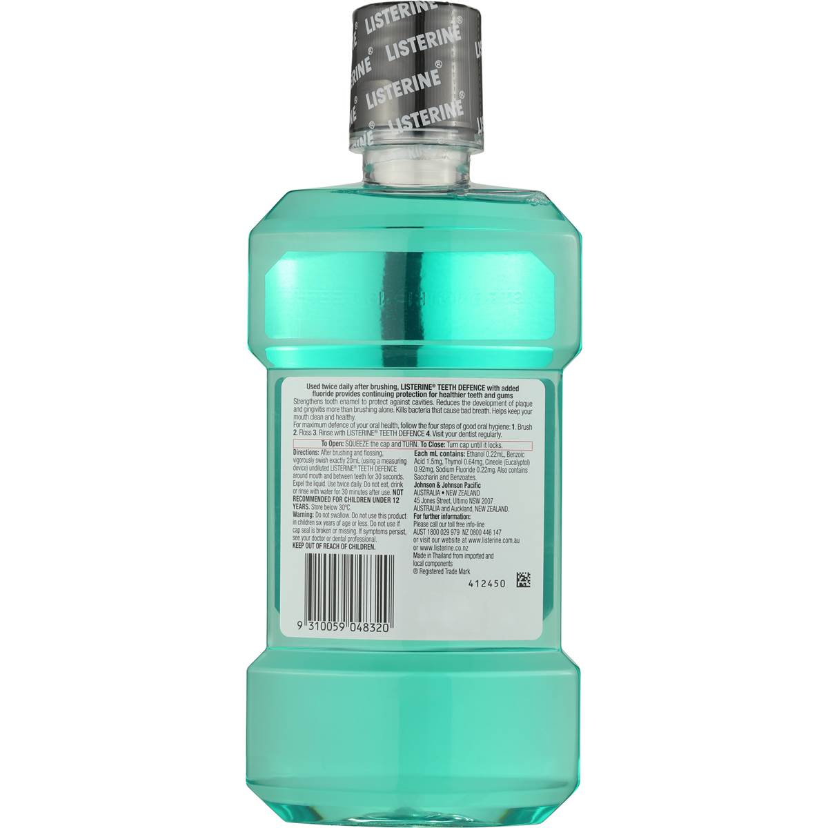 Listerine Teeth Defence Mouthwash Antiseptic With Fluoride 500ml
