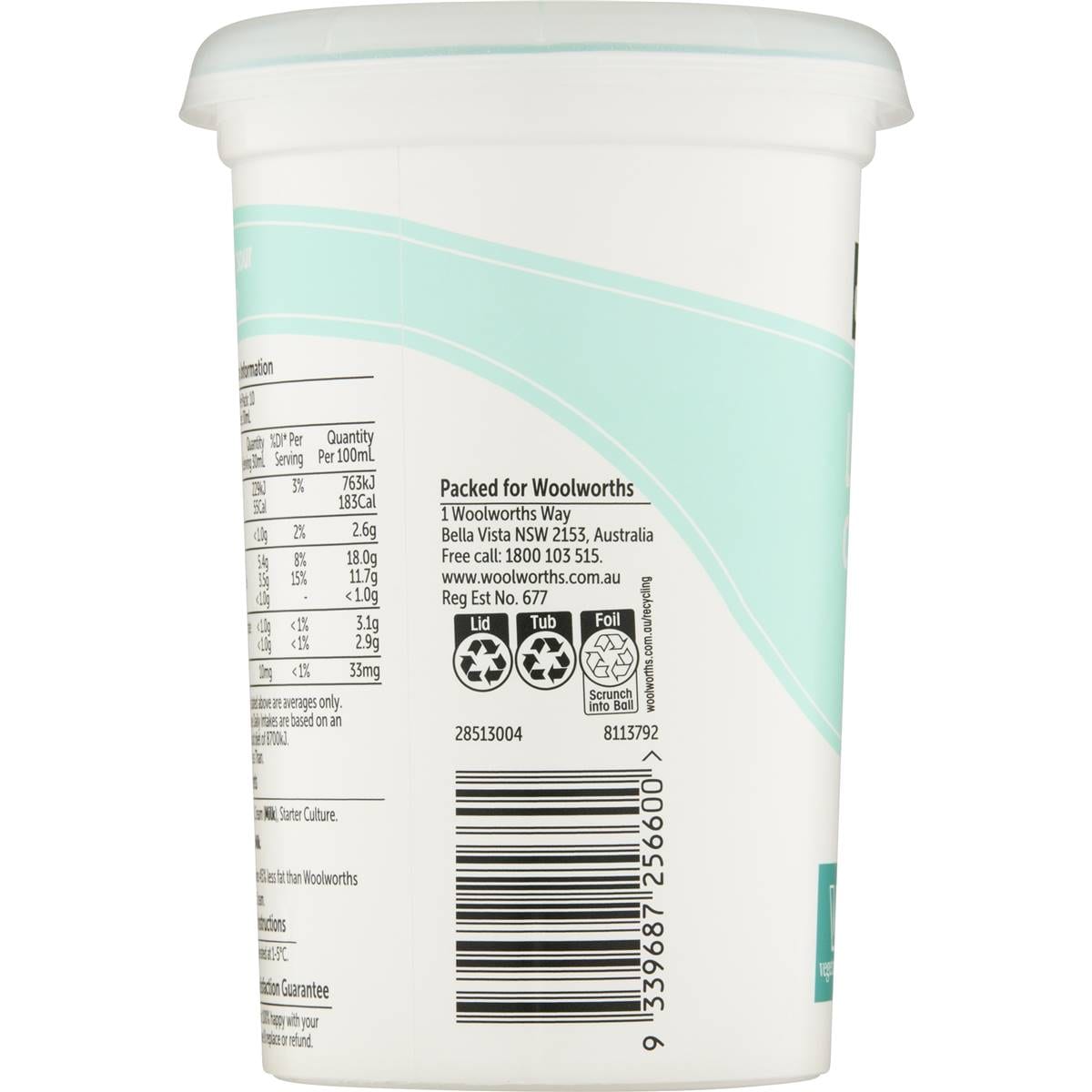 Woolworths Light Sour Cream 300ml Woolworths