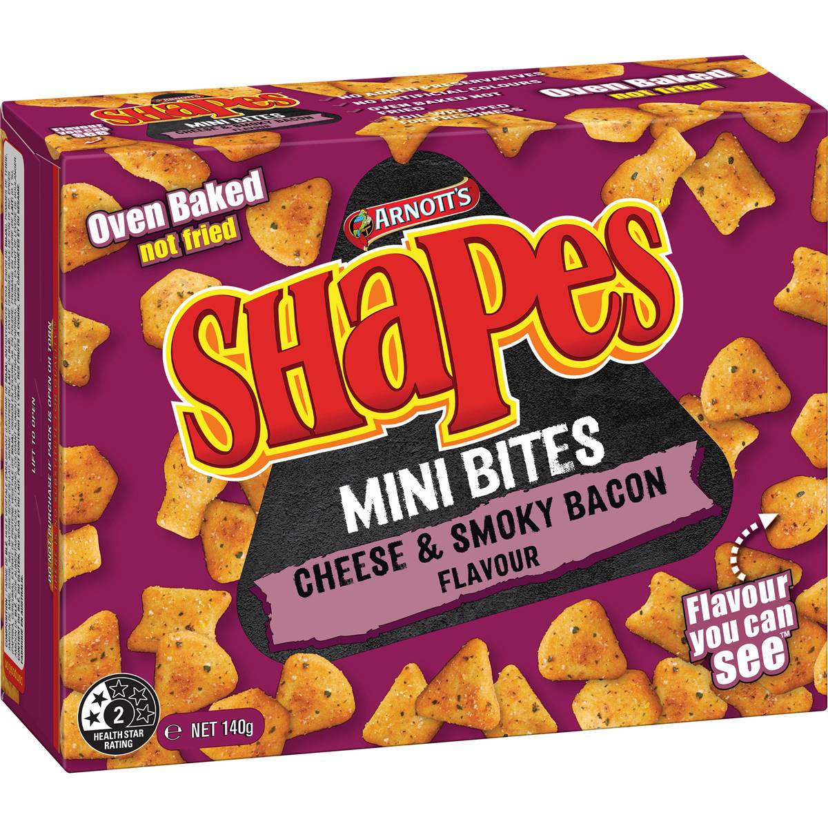 Arnott's Shapes Mini Bites Cheese & Smoky Bacon 140g 