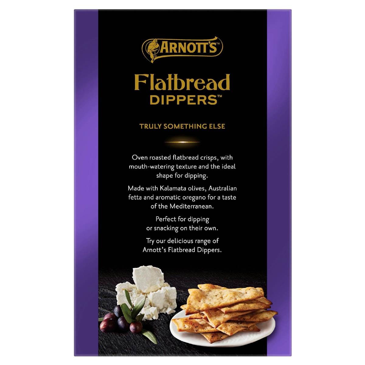 Arnott's Flatbread Dippers Olive & Fetta Crackers 130g Woolworths