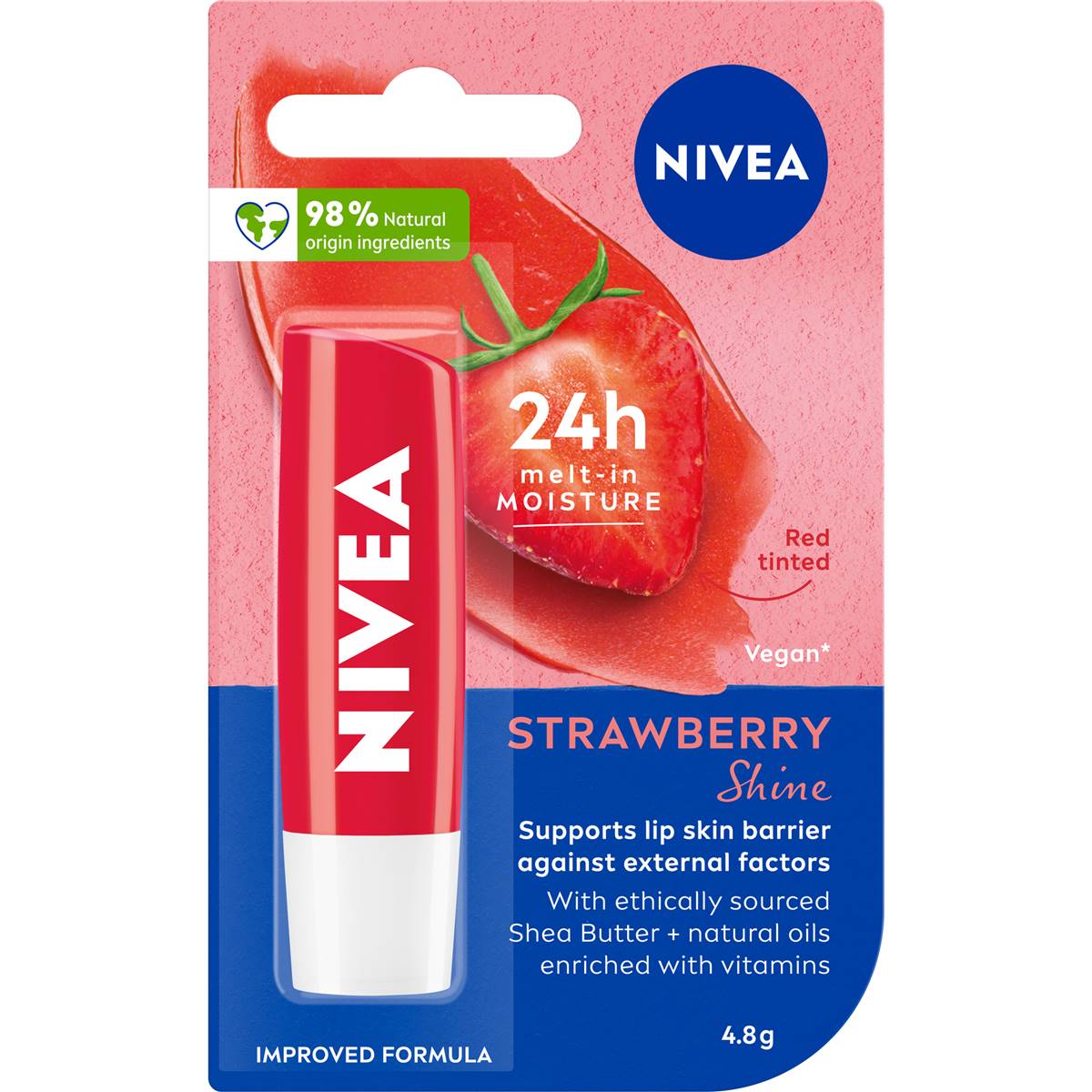 Nivea Fruity Shine Strawberry Lip Balm 48g Woolworths