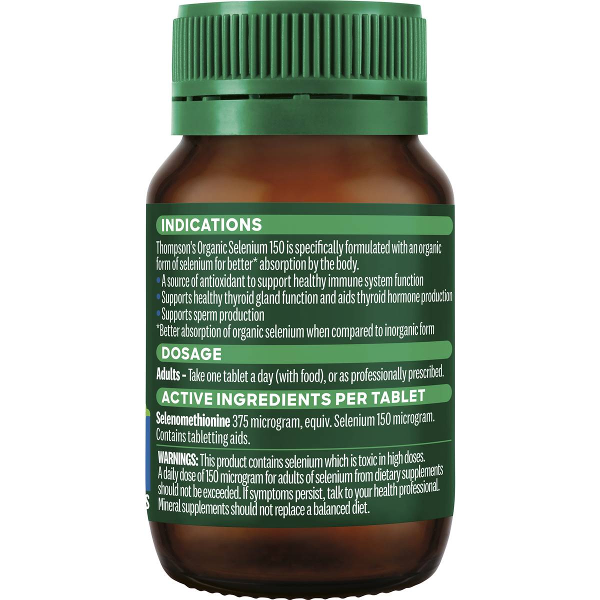 Thompsons Organic Selenium 150 Tablets 60 Pack Woolworths