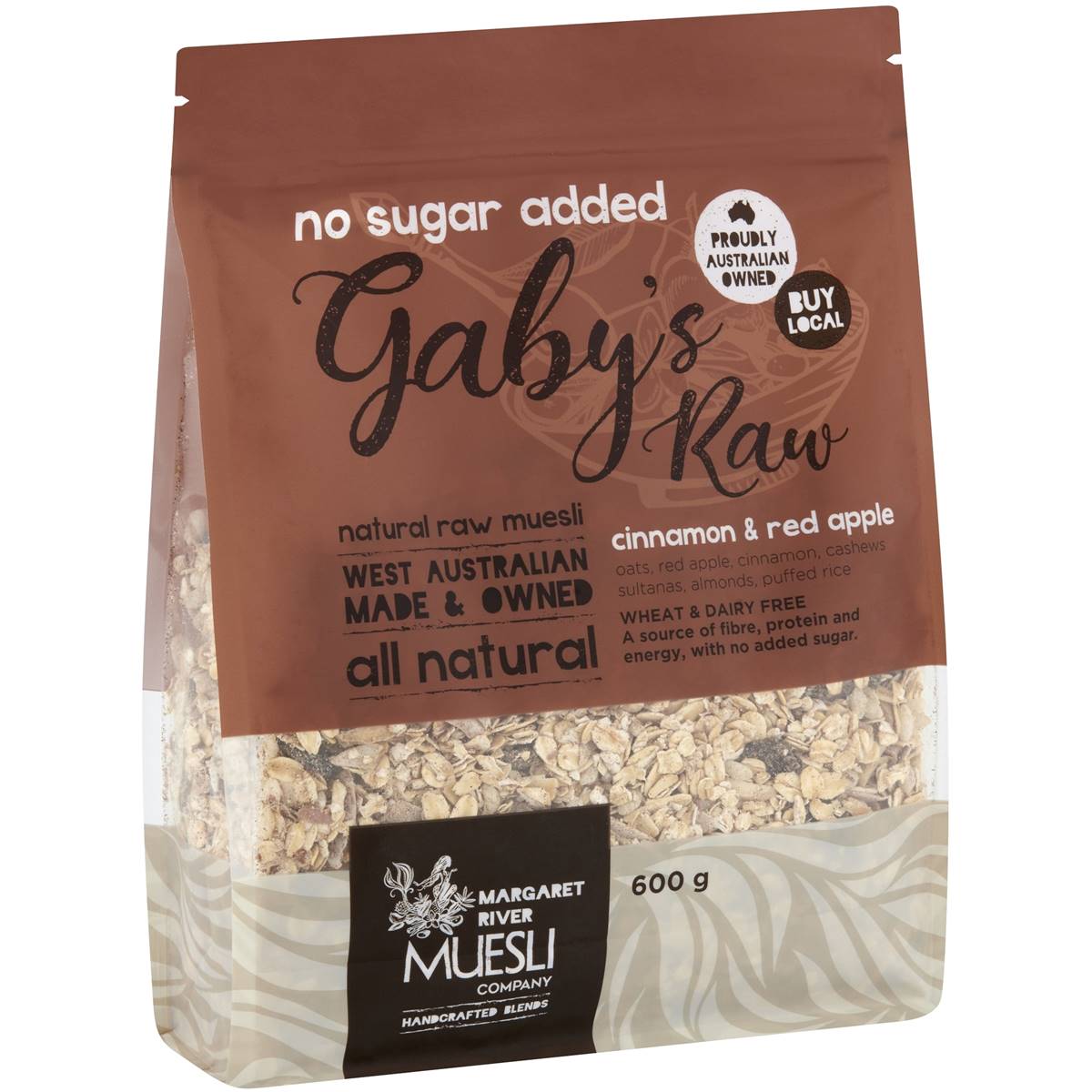 Gaby's Raw Muesli No Sugar Cinnamon & Red Apple 600g Woolworths