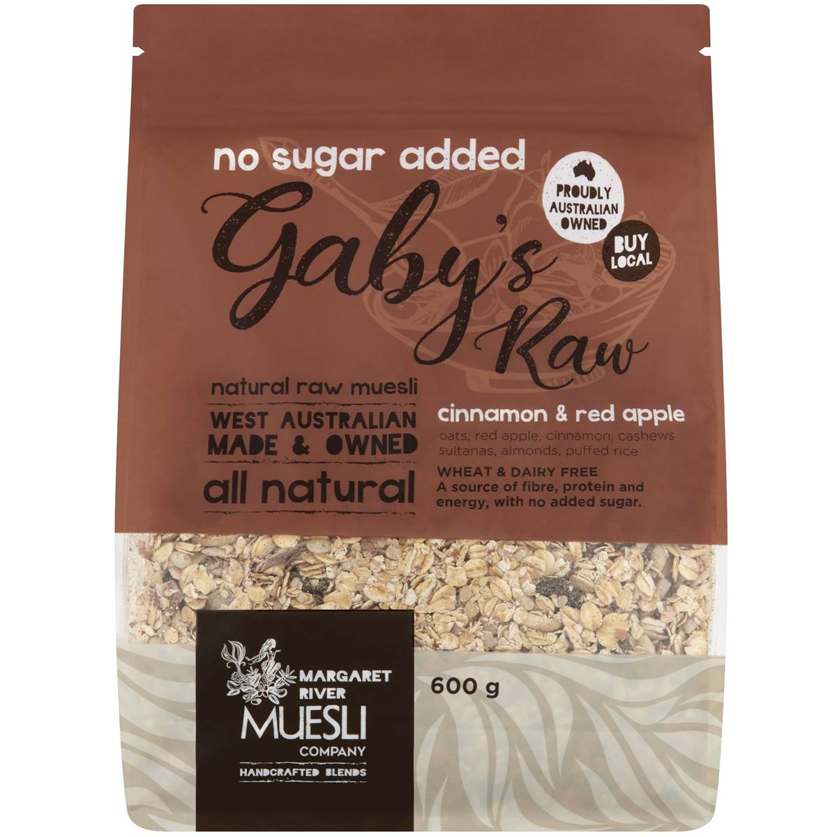 Gaby's Raw Muesli No Sugar Cinnamon & Red Apple 600g Woolworths