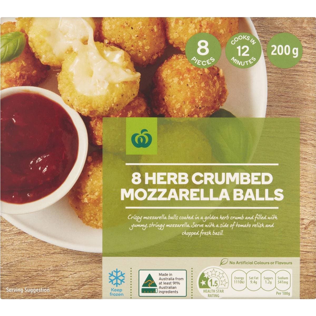 Woolworths Herb Crumbed Mozzarella Balls 8 Pack Woolworths