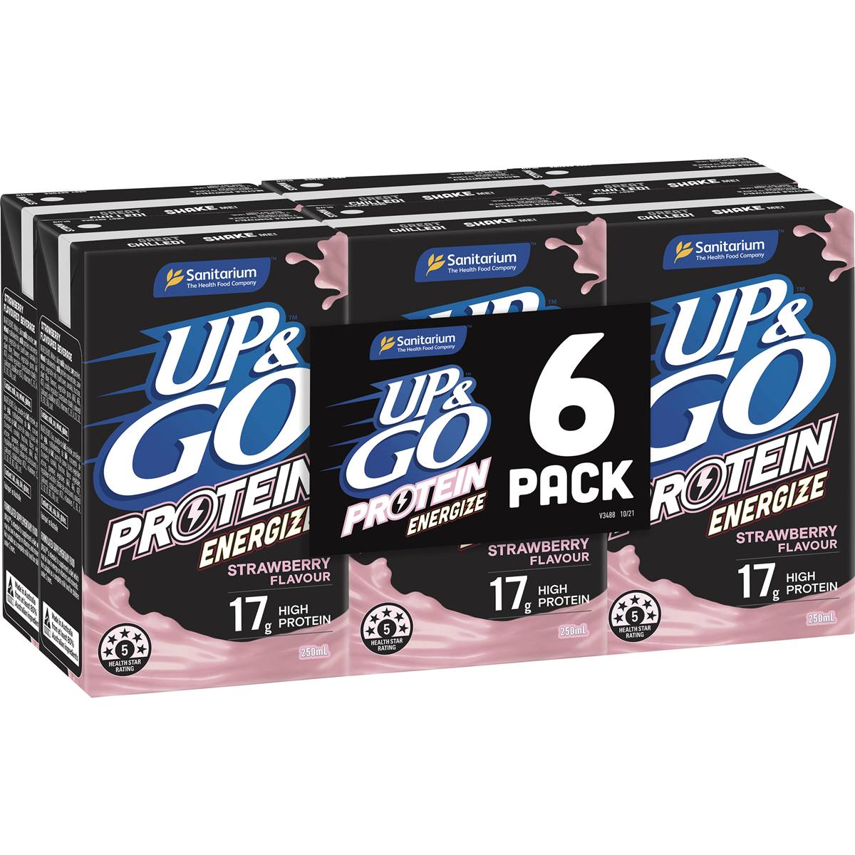 Sanitarium Up & Go Protein Energize Strawberry Breakfast Drink 6 Pack