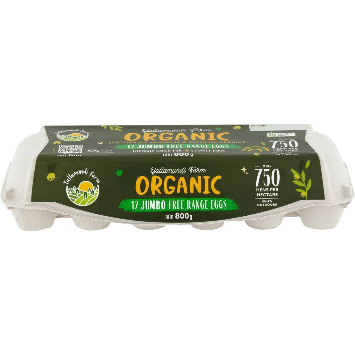 Yallamundi Farm 12 Organic Jumbo Free Range Eggs 800g Woolworths