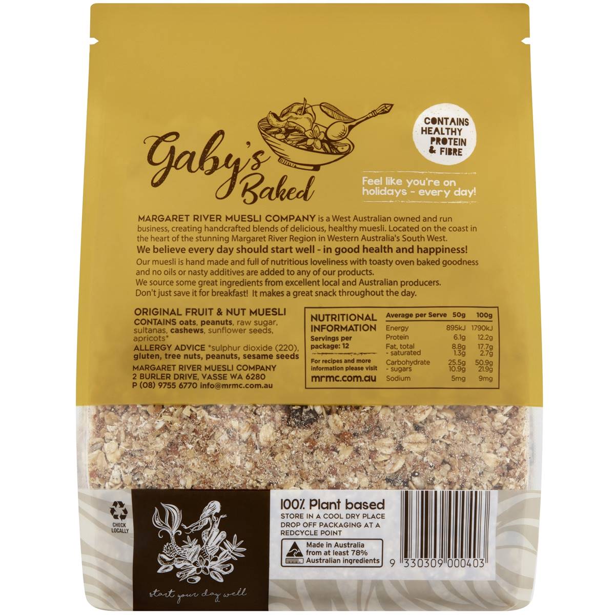 Gaby's Baked Muesli Original 600g Woolworths