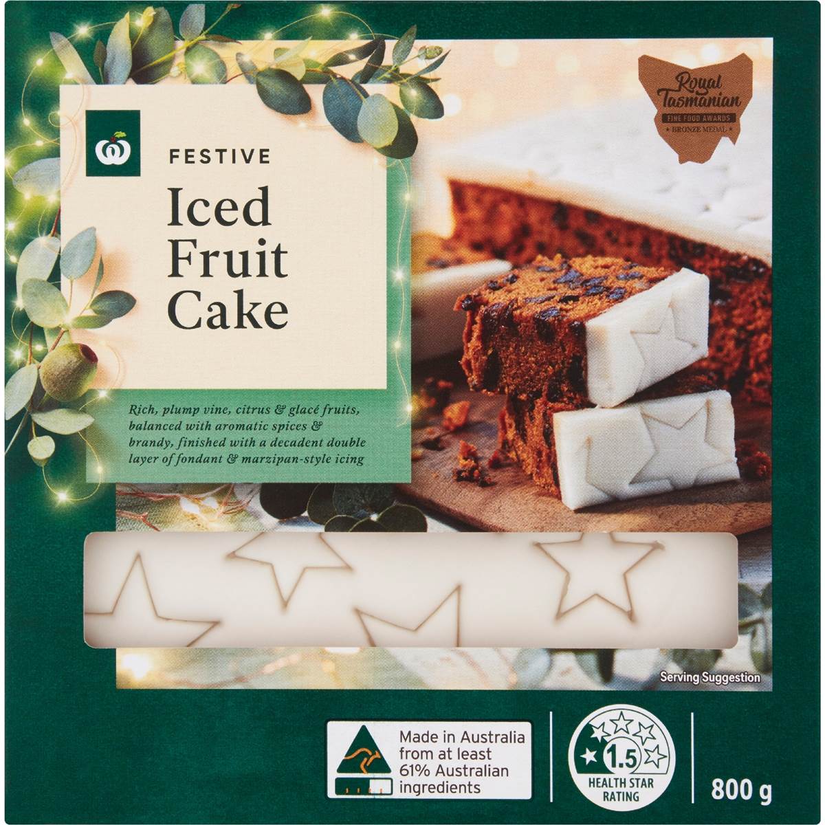 Woolworths Festive Iced Fruit Cake 800g Woolworths