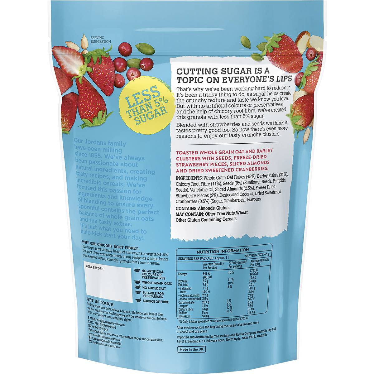 Jordans Low Sugar Granola Strawberry & Seeds 500g Woolworths