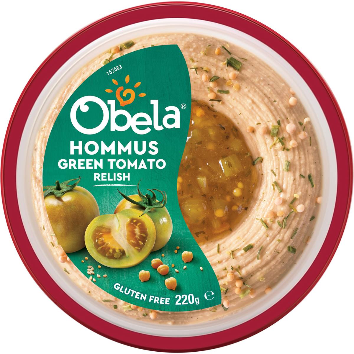 Obela Hommus With Green Tomato Relish 220g Woolworths