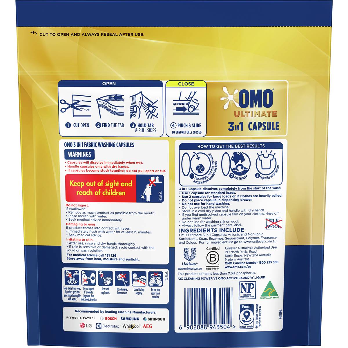 Omo Ultimate 3 In 1 Capsule 17 Pack Woolworths