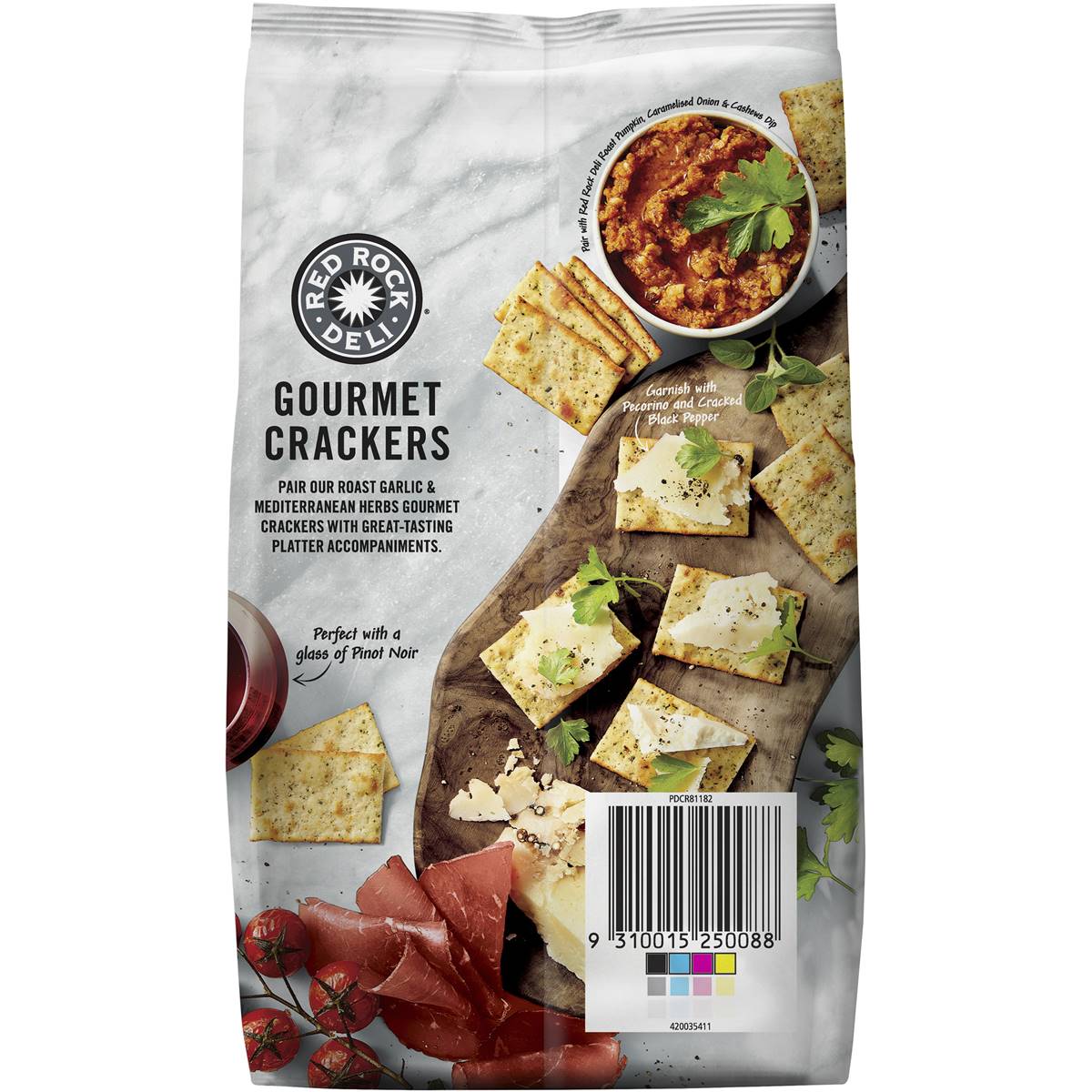 Red Rock Deli Gourmet Crackers Roast Garlic & Mediterranean Herbs 130g