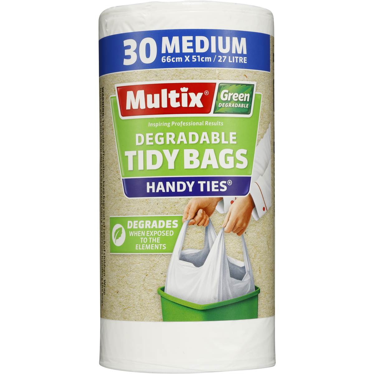 Multix Kitchen Tidy Bags Handles Medium Degradable 30 Pack Woolworths