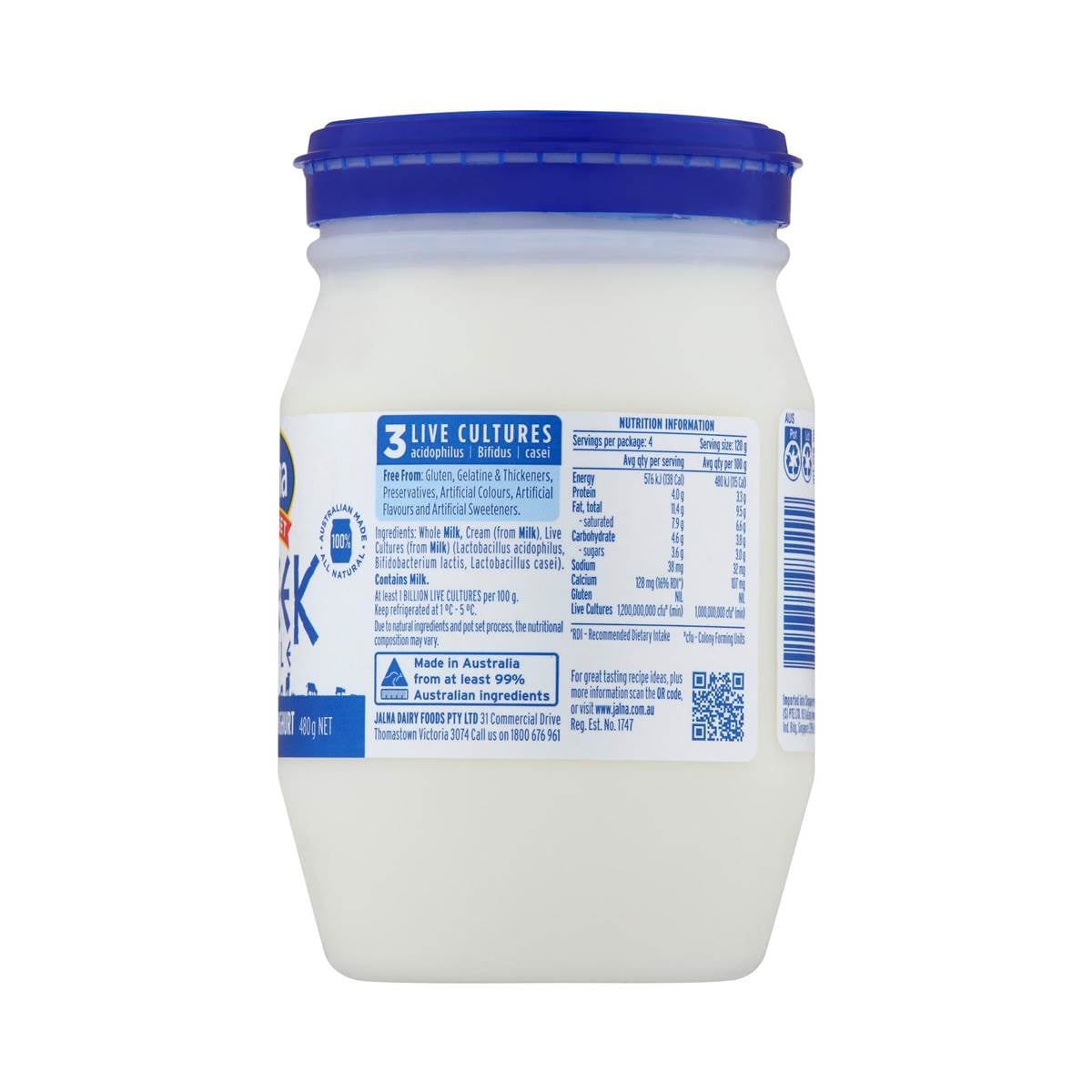 Jalna Pot Set Greek Natural Yoghurt 480g Woolworths