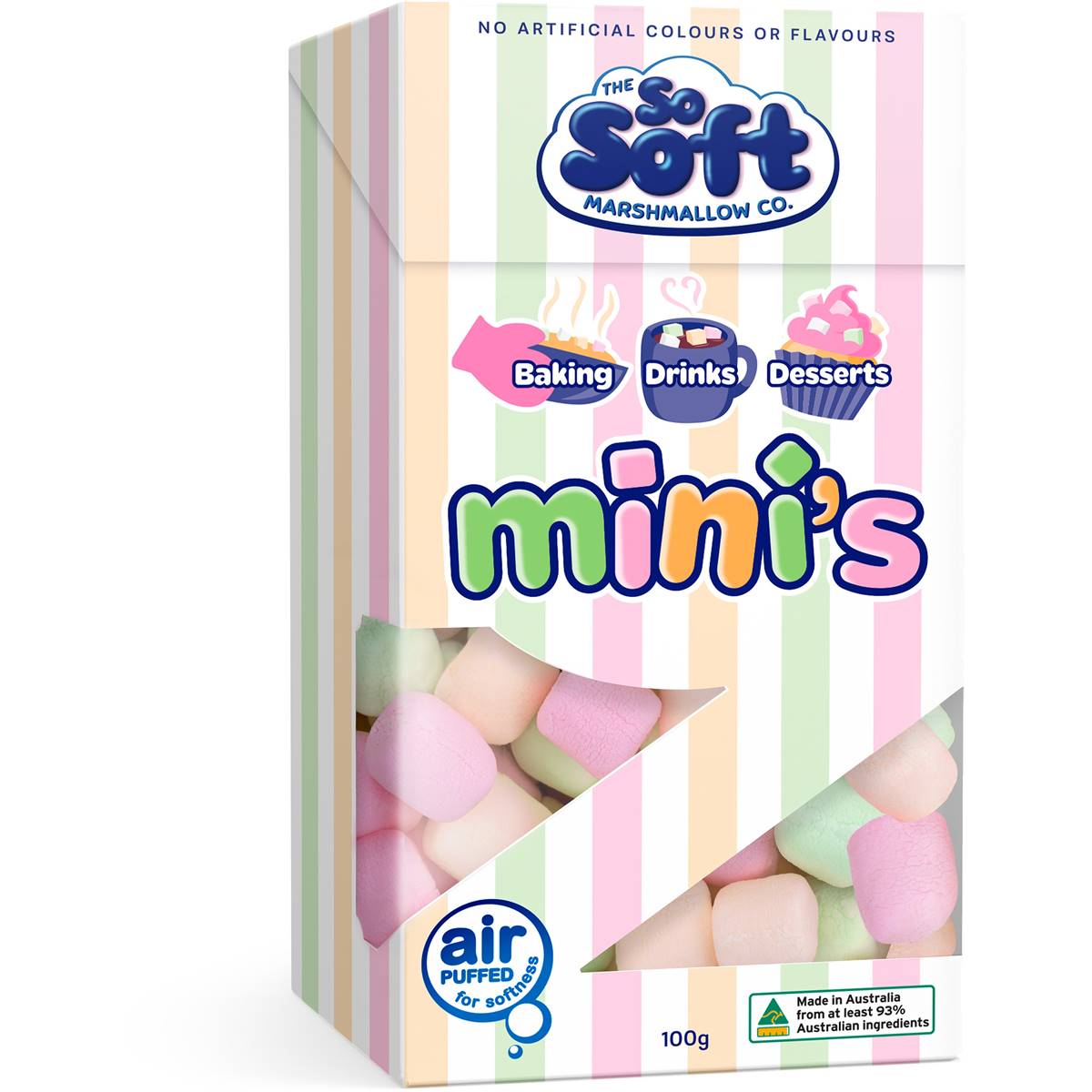 So Soft Marshmallow Mini's Four Colour 100g Woolworths