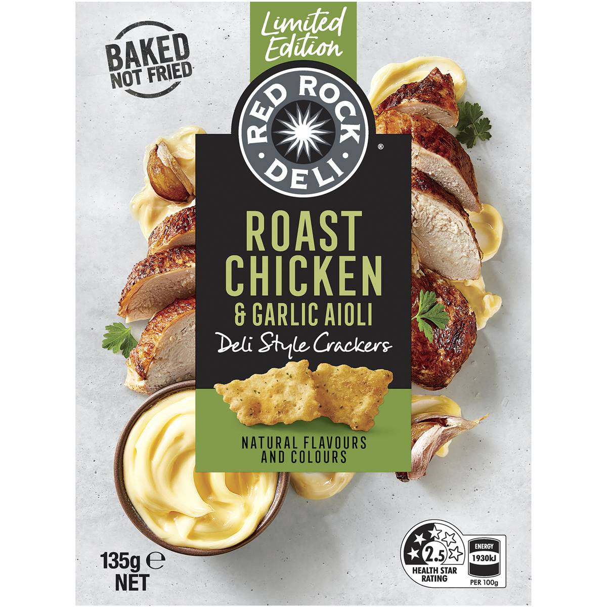 Red Rock Deli Roast Chicken & Garlic Aioli Deli Style Crackers 135g