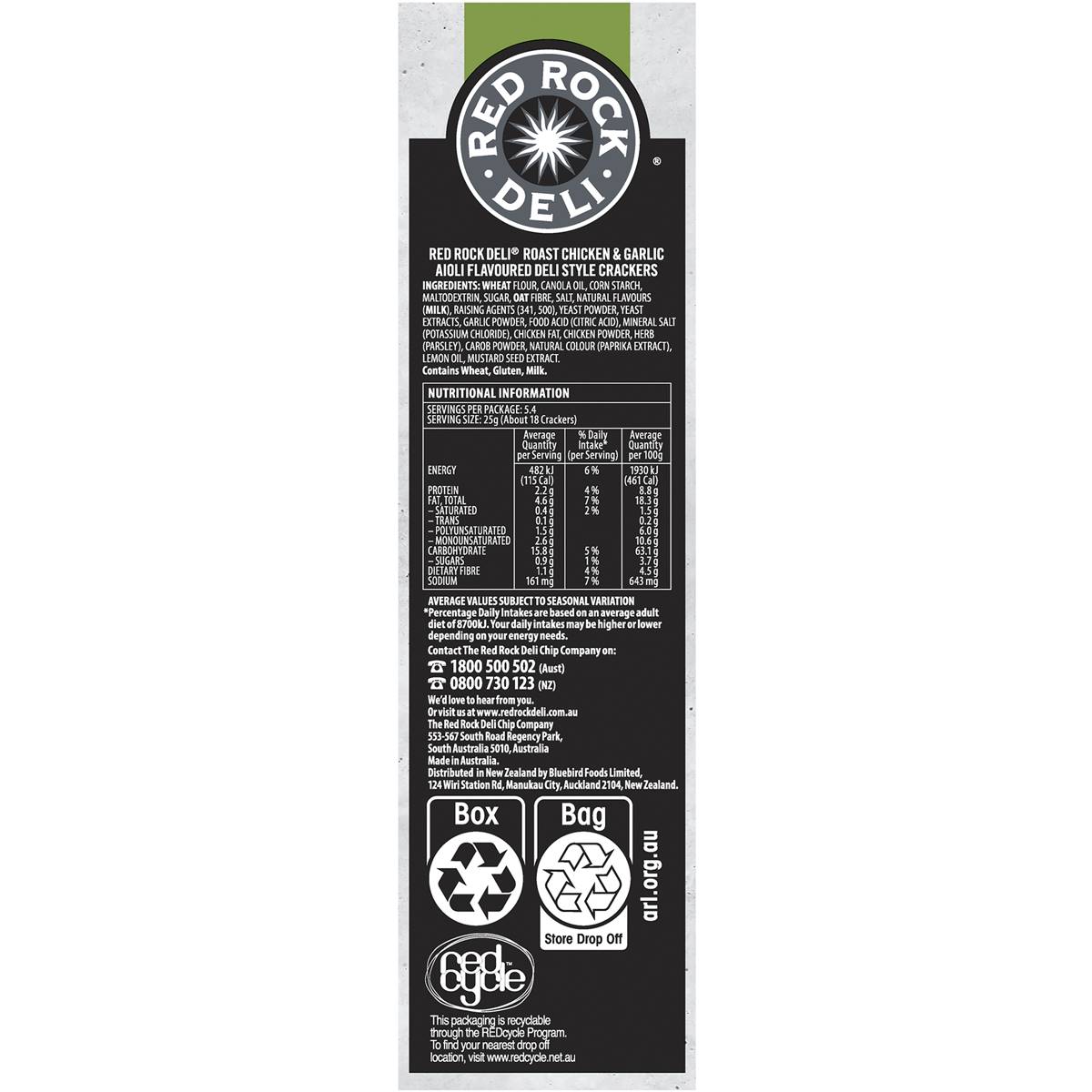 Red Rock Deli Roast Chicken & Garlic Aioli Deli Style Crackers 135g