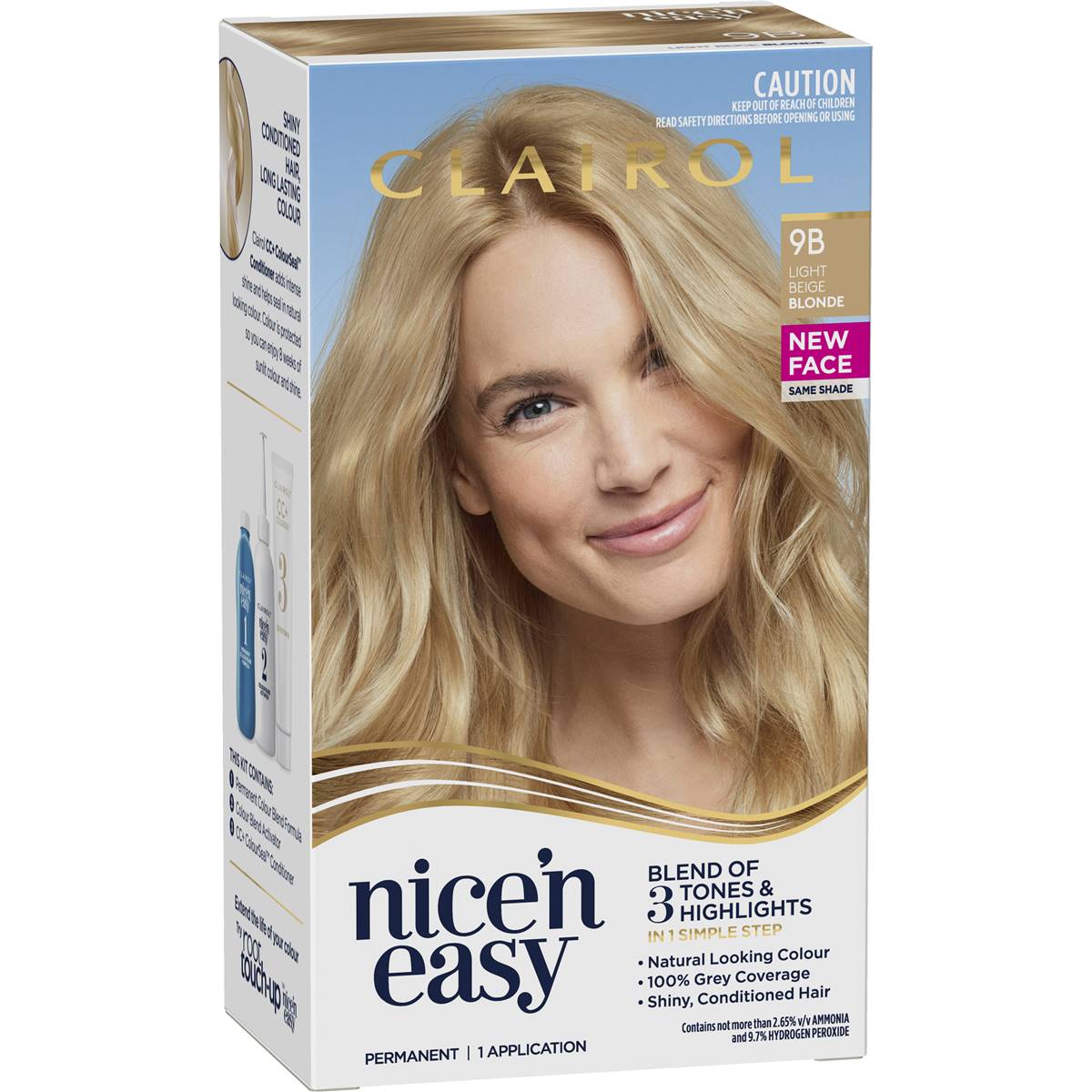 Clairol Nice & Easy Permanent 9B Light Beige Blonde Hair Colour each