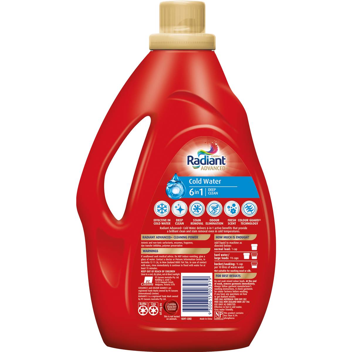 Radiant Advanced+ Cold Water 6in1 Laundry Liquid Detergent 1.8l