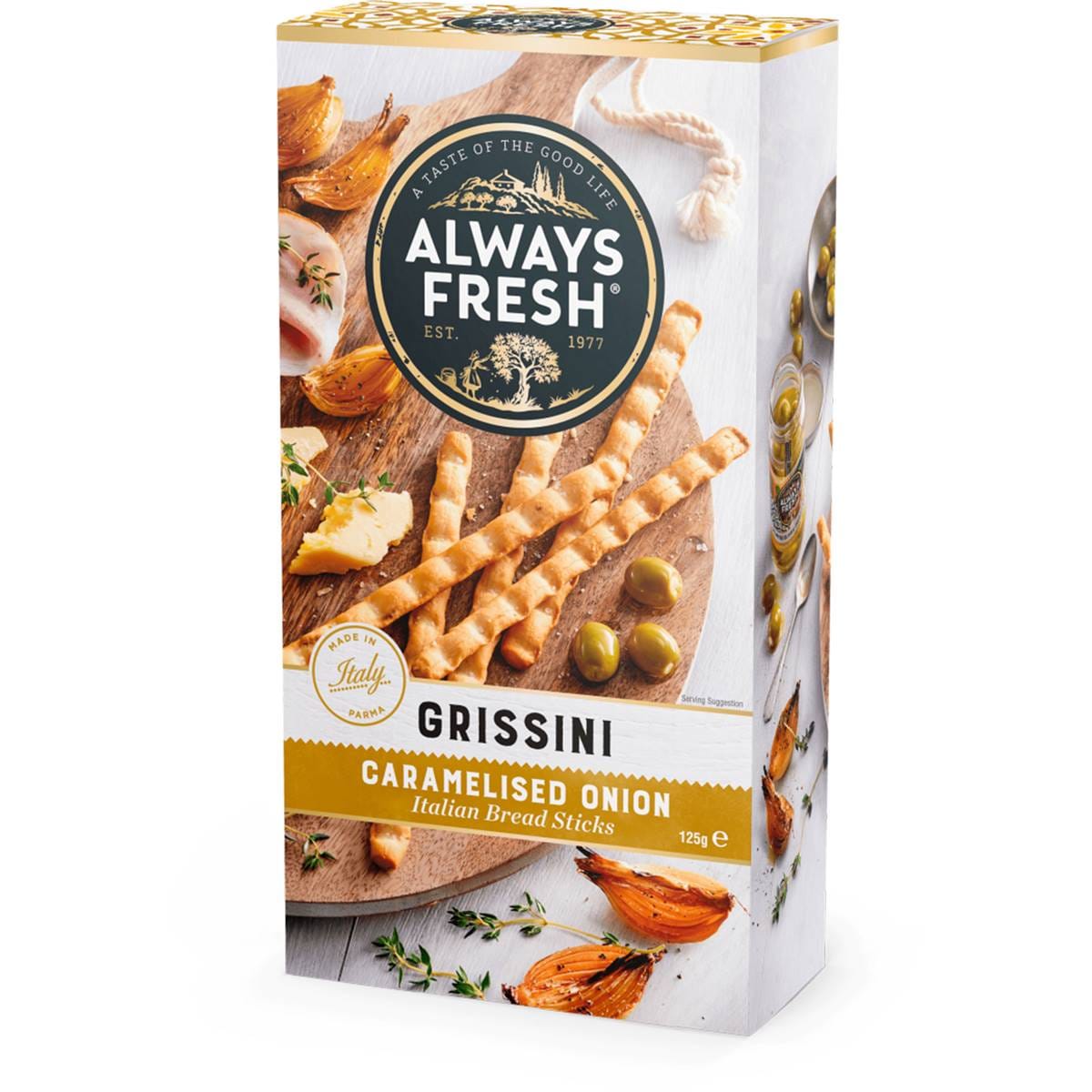 Always Fresh Grissini Breadsticks Caramelised Onion 125g Woolworths