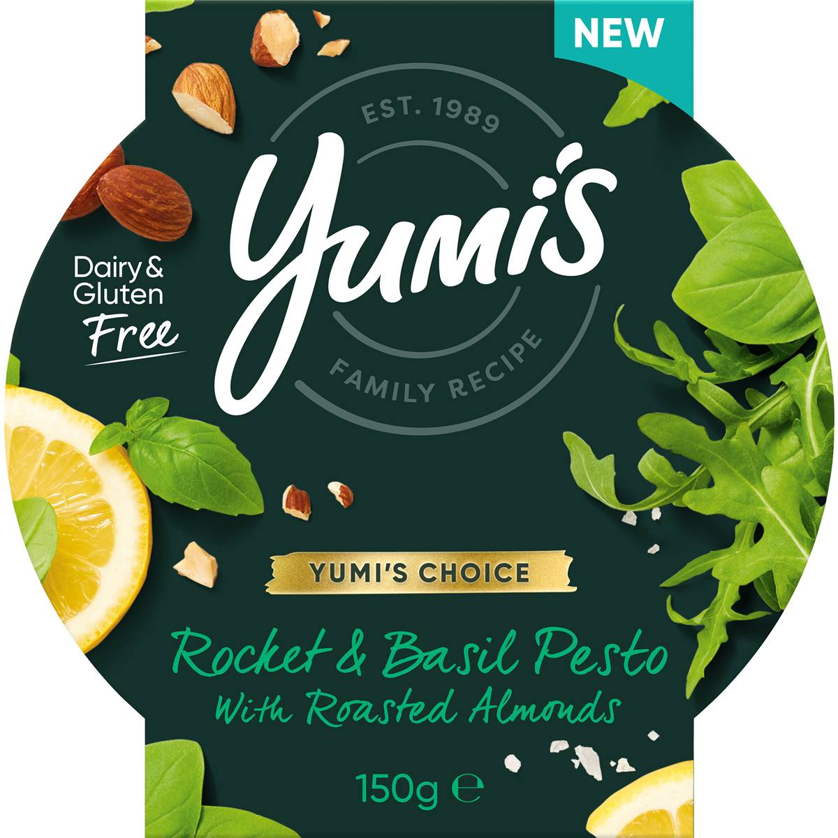 Yumi's Choice Rocket & Basil Pesto With Roasted Almonds Dip 150g