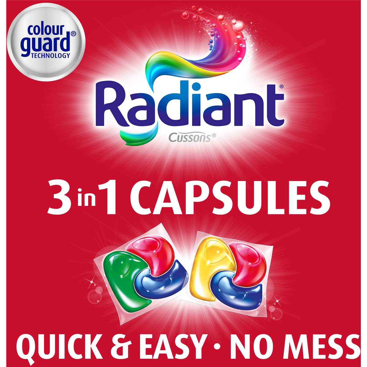 Radiant Active Clean Liquid Laundry Capsules Detergent Washing 28 Pack