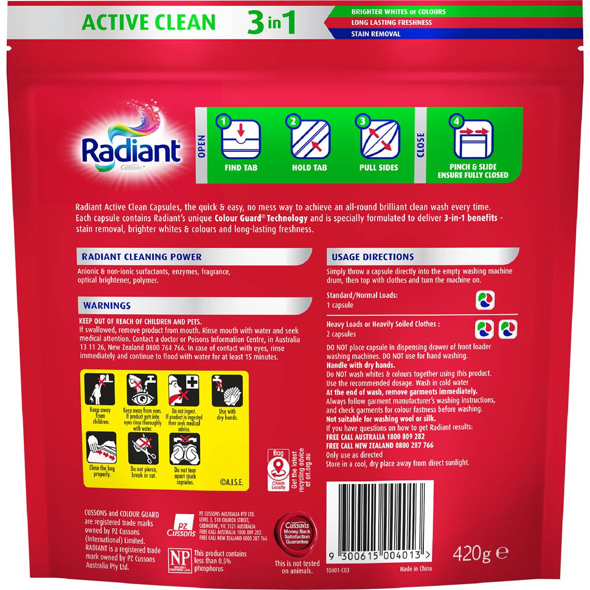 Radiant Active Clean Liquid Laundry Capsules Detergent Washing 28 Pack Woolworths