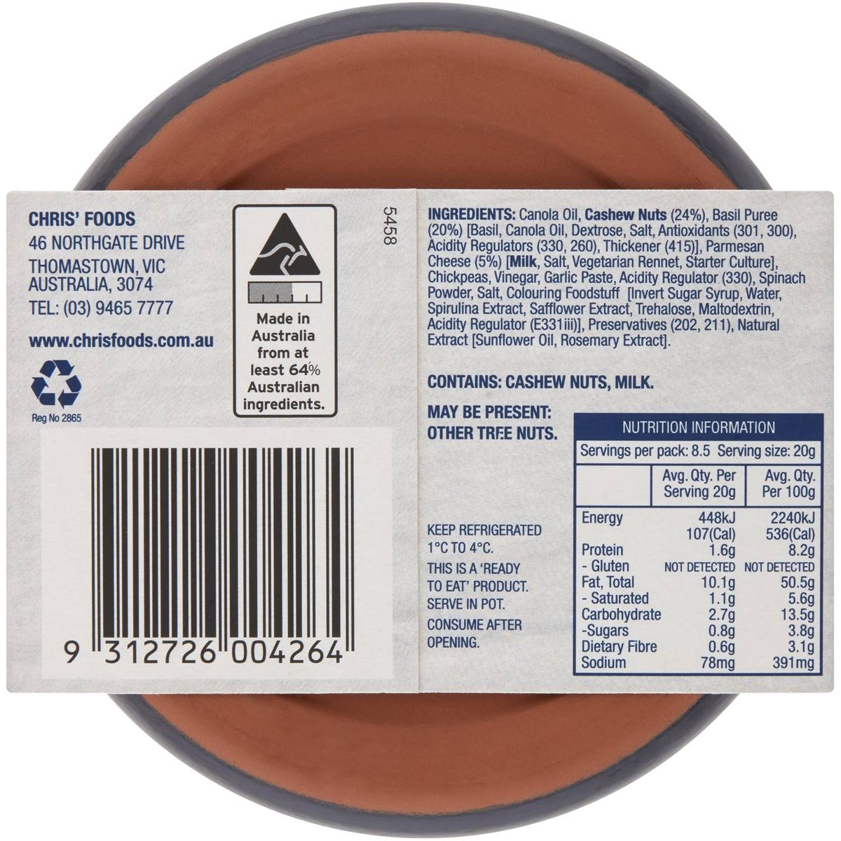 Chris' Deli Dip Basil Pesto 170g Woolworths